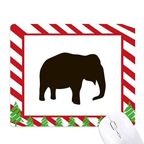 Tapis de souris éléphant noir avec canne de Noël pour le bureau