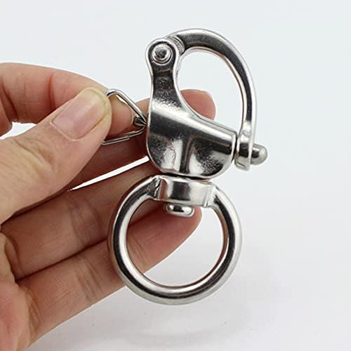 Round Stainless Steel Quick Release Swivel Shackle Marine Boat Anchor Chain Eye Shackle Swivel Snap Hook Hardware - (Color: 65mm)