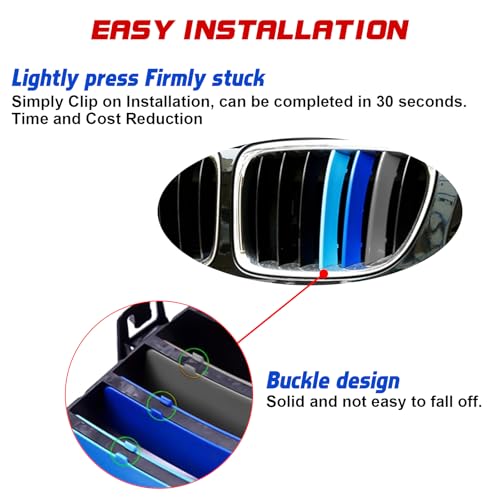 Image of x xotic tech Iconic 3-color Tri Grille Insert Trims Strips, Front Center Kidney Grilles Compatible with BMW X1 E84 2009-2015 (7-Beams Standard Grill)