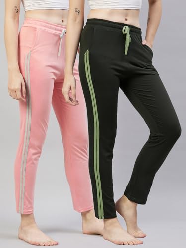 Image of BLINKIN Women Cotton Stribed Casual Style Pyjamas|Lowers With 2 Side Pockets : Ideal For Night Wear & Comfort Wear - The Ultimate Relaxed Fit Track Pants (Combo-608)