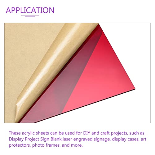 Image of DMiotech 2pcs 12 inch x 12 inch 3mm Thick Plastic Acrylic Board Acrylic Sheet PMMA Acrylic Board for Craft DIY Display Project Sign Blank Red Clear