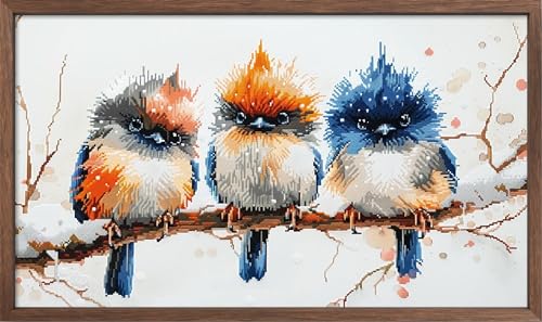 Image of Leczany Cross Stitch Patterns Stamped Kit for Beginners | Embroidery Supplies DIY Craft Kit Needlepoint for Adults Starter | 11CT, 3 Strands | Three Little Birds 20.5x11.8 inches