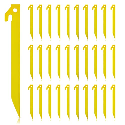 HUIMSWARM Tent Stakes for Sand, Plastic Tent Stakes Heavy Duty, 9 Inch Yellow, 30 Pack