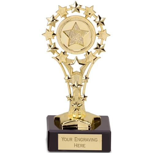 TROPHIESPLUSMEDALS All Star Gold Trophy Black Marble Base 13.5cm
