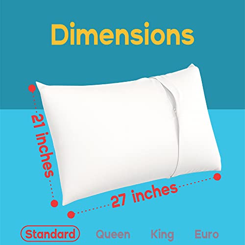 Demite Allergy Pillow Protector 2-Pack - Polyester Barrier Pillow Covers - Protect Against Bed Bugs - Control Your Allergic Reactions With Hypoallergenic Pillowcases Zipper (Standard Size - 21” X 27”) #TOP1
