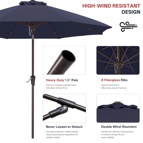 Image of ABCCANOPY 9FT Patio Umbrella Outdoor 8 Ribs Table Umbrella(Navy Blue)