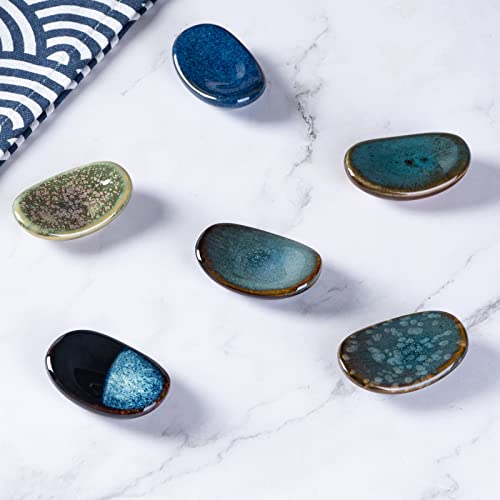 Hokeler Ceramic Chopsticks Holder Chopstick Rest Spoon Fork Stand Holder Set Of 6, Multicolour #TOP6