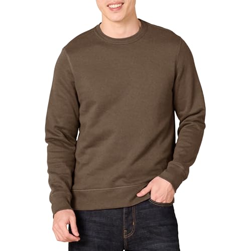 Amazon Essentials Mens Crewneck Fleece Sweatshirt with Ribbing (Available in Big & Tall) Medium Brown Large