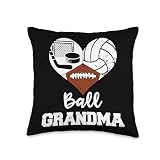 Ball Grandma Heart Funny Football Volleyball Hockey Grandma Throw Pillow