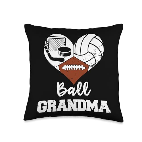 Ball Grandma Heart Funny Football Volleyball Hockey Grandma Throw Pillow