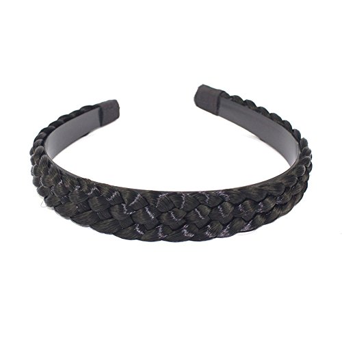 Merrylight Synthetic Hair Braided Plaited Hair Extensions Braid Hairband (Black-1)