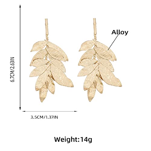 Leaf Cluster Earrings, Gold Leaf Chandelier Dangle Earrings For Women, Bohemian Tree Leaf Earrings, Multi-Layer Leaf Plant Stud Earrings Floral Leaf Boho Jewelry, Golden Leaf Cluster Drop Earrings For Girls, Cute Leaf Flower Statement Earrings Accessories Gift #TOP1