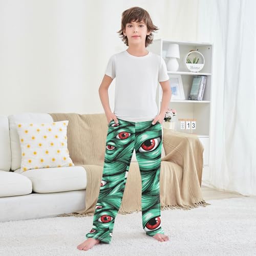 Boys' Pants Scary Fantasy Hair Eye Pattern Long Bottoms Jogger Pants Elastic Waist Trousers with Pockets S-XL3