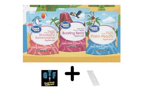 Great Value - Applesauce Pouch Variety Pack - Plus GTF Sticker & Spearmint Gum Stick