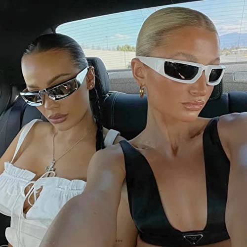 Wrap Around Fashion Sunglasses for Men Women Trendy Rectangle Thick Chunky Sunglasses Glasses3