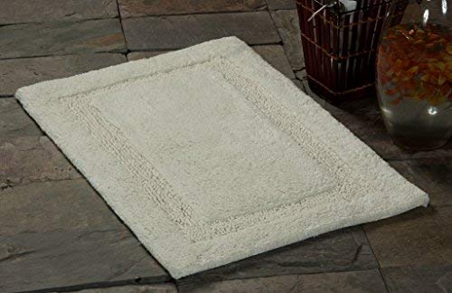 Saffron Fabs Bath Rug 100% Soft Cotton, Size 36x24 Inch, Latex Spray Non-Skid Backing, Solid Ivory Color, Textured Border, Hand Tufted, Heavy 190 GSF Weight, Machine Washable