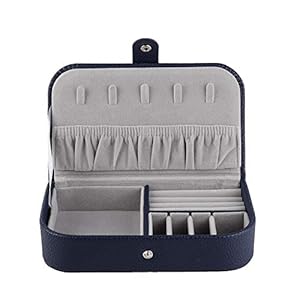 Qkiss Travel Jewelry Box Opbergkoffer voor halskettingen, oorbellen, ringen, draagbare sieradenkoffer, juwelenkistje…