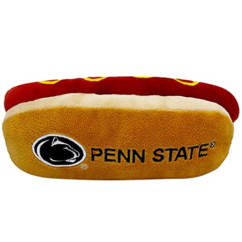 NCAA Penn State Nittany Lions HOT Dog Plush Dog & CAT Squeak Toy- Cutest HOT-Dog Snack Plush Toy for Dogs & Cats with Inner Squeaker & Beautiful Football/Basketball Team Name/Logo