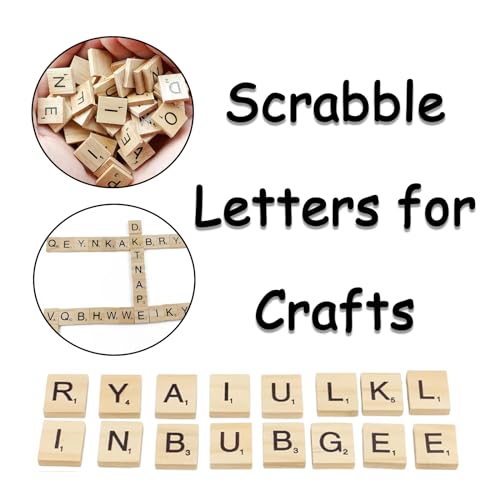 200 Stück Scrabble Buchstaben Holz A bis Z Puzzle, Scrabble Junior, Scrabble Buchstaben, Holz Buchstabe Fliesen zum Spielen für Kindererziehung Bastelarbeiten Schlafzimmer Decor