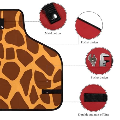 Delantal con estampado de jirafa y bolsillo para hombre y mujer miniatura 3