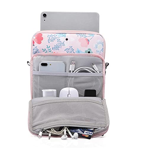 Image of SWOOK 9-11 Inch Tablet Sleeve Case for 2020 iPad Air 4 10.9, iPad Pro 11 2018-2021, iPad 10.2, Galaxy Tab A7 10.4, S6 Lite 2020, Surface Go 2 /1, Fit Apple Smart Keyboard (Red Flower, 9-11 inch)