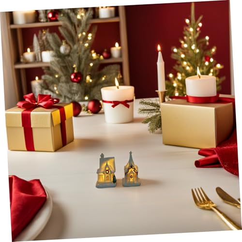 Cabaña iluminada de resina ideal como obsequio de Navidad para el hogar 5