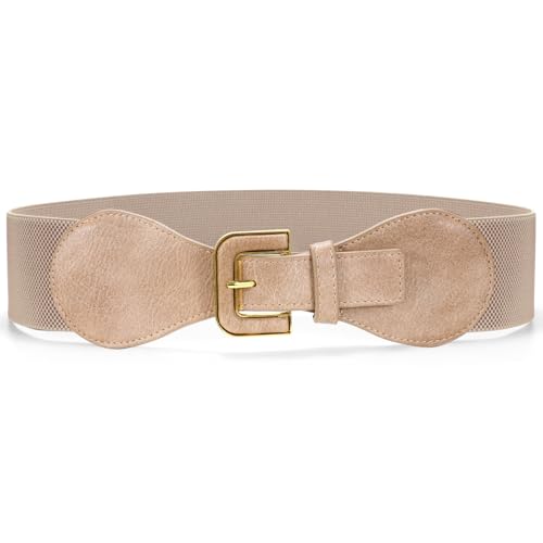 SUOSDEY Wide Waist Belt for Women Dresses Elastic Chunky Belt with Gold Buckle Fashion Thick Stretchy Ladies Belt