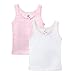 Kids By Brix Girls Super Soft Turkish 100% Cotton Striped, Solid 2pk Tank Tops.