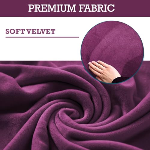 Image of HOKIPO 210 GSM Premium Velvet Stretchable Ottoman Foot Rest Stool Cover, Purple (NEW-4801-PR)