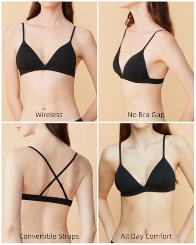 Image of Organic Cotton Bra for Small Breasted Women, Wireless T-Shirt Bra, Seamless Padded Bra for Women