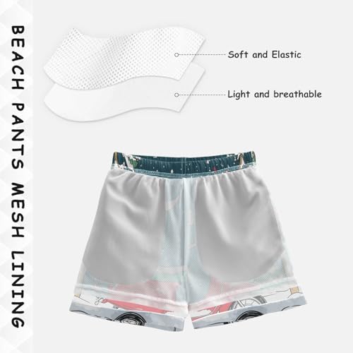 Boys Beach Board Shorts Red Motocross Moon Swim Trunk Teen Swimwear 8-16Y4