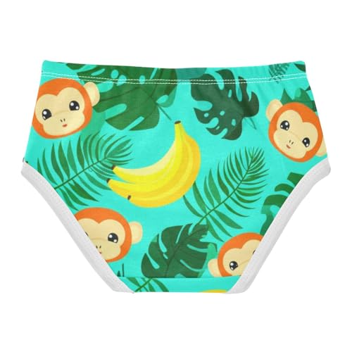 Cute Cartoon Monkey Banana Green Panties for Girl Toddler Underwear Custom Cotton Cartoon Briefs Girls Undies 2t2