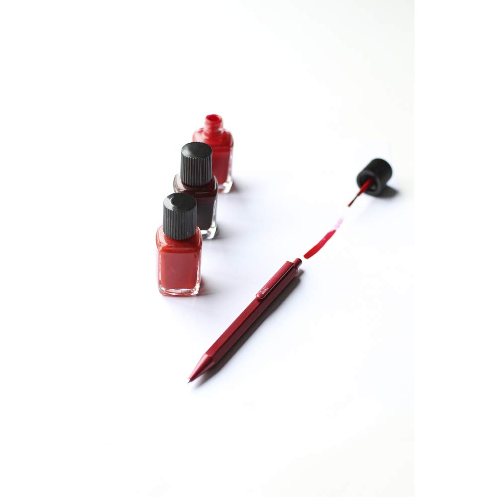 RHODIA 9384C - Stylo-Bille Rechargeable scRipt Corps Hexagonal en Aluminium Brossé - Rouge - Pointe Rétractable à Bille Haute Précision 0,7 mm, Encre Noire - Collection scRipt
