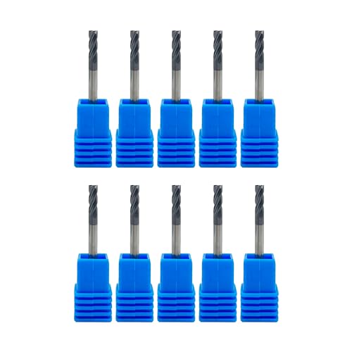 Image of Carbide Square End Mill - 4 Flute - 1 /8 inch 4T (10 Piece, 1 /8 inch) - for Milling Alloy Steels, Hardened Steel, Metal & More - Mill Bits Sets for DIYers & Professionals by LU&MN