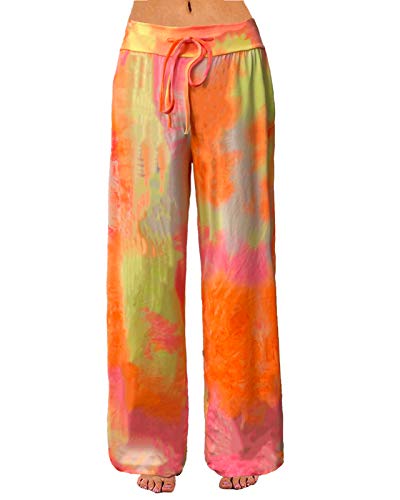 Pantalon de pyjama confortable femme jambe large palazzo orange stretch S