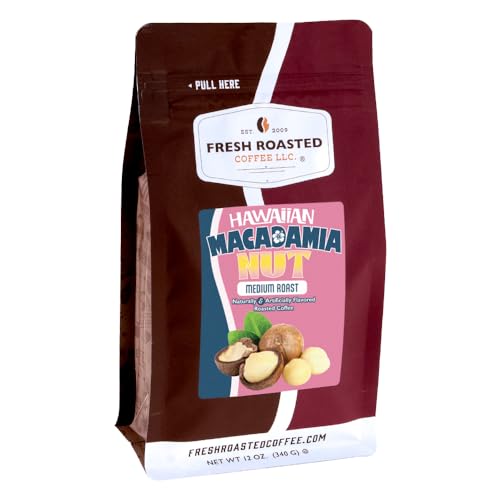 Image of Fresh Roasted Coffee, Hawaiian Macadamia Nut Flavored Drip Ground Coffee, Medium Roast, Kosher, 12 oz