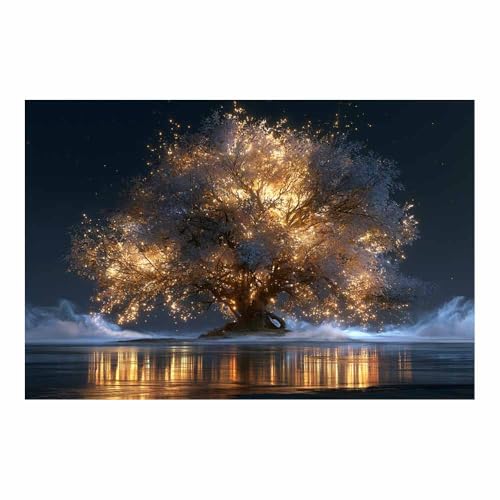 PUQAAEO Pintura del Árbol de la Vida Cuadros Árbol de magias de la nebulosa impresión artística mural lienzo,Grande Cuadros Decoracion,Salón Dormitorio Comedor Oficina（Multicolor-80x120cm Sin marco