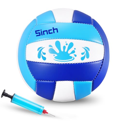 Leitee 5/8.5 Inches Waterproof Volleyball Swimming Pool Water Volleyball with Soft Cover and Pump for Adults Pool Beach Game Outdoor Indoor(Blue/Light Blue/White,5 Inch)