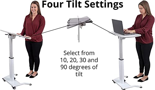 Stand Up Desk Store Pneumatic Adjustable Height Tilting Laptop Lectern Speakers Podium (White, 25.5" Wide) #TOP7