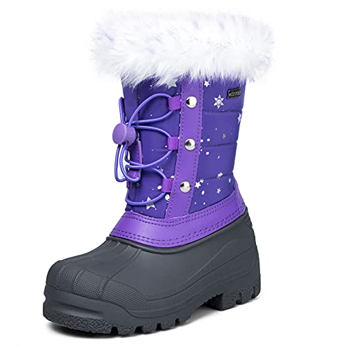 K KomForme Boys & Girls Snow Boots Insulated Fur Lined Warm Anti-Slip Waterproof Winter Boot (Toddler/Little Kid/Big Kid)