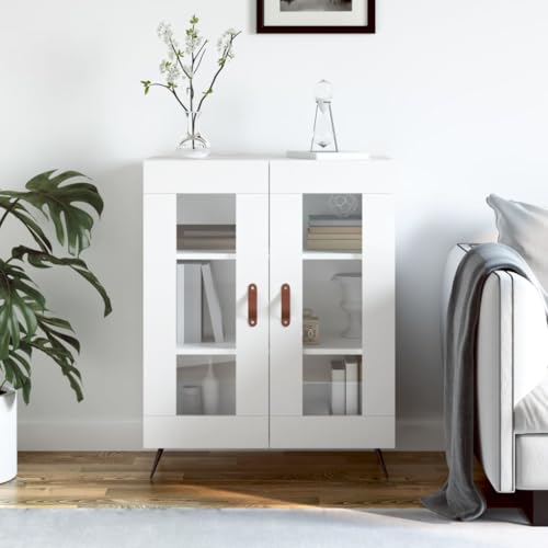 UJCHVHN Aparador blanco de 69,5 x 34 x 90 cm, madera de ingeniería, armarios y almacenamiento, bufés y aparadores