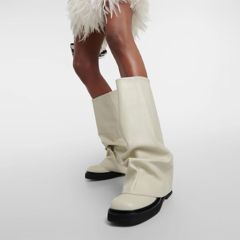 MissHeel Fold Over Mid Calf Flat Boots for Women Comfortable2