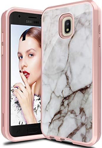 Leptech Marble Pattern Series Designed for Samsung Galaxy J7 Refine Case/Galaxy J7 Star Case/J7 2018 (USA) SM-J737 Case/Galaxy J7 Aero J737V Case/Galaxy J7 Aura Case (Off-White)
