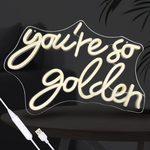 Image of “You're So Golden” Neon Sign for Wall Decor Neon light Sign for Girls Boys bedroom Dimmable Letter USB Powered with Switch for Birthday Wedding Engagement Party Bar Pub Club