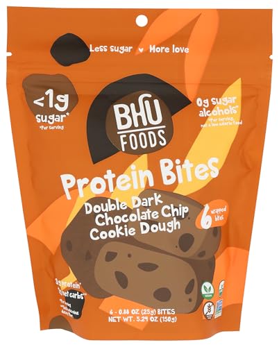 Bhu Foods Organic Double Dark Chocolate Chip Cookie Dough Keto Bites, 5.29 OZ