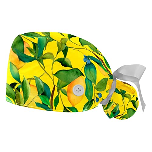 Chapeaux bouffants imprimé citron JDEZ parfaits pour la cuisine et les soins