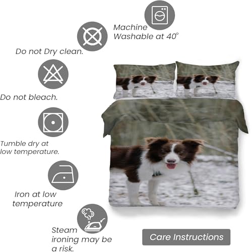 Housse de couette 200x200 microfibre douce fermeture éclair chien - 7