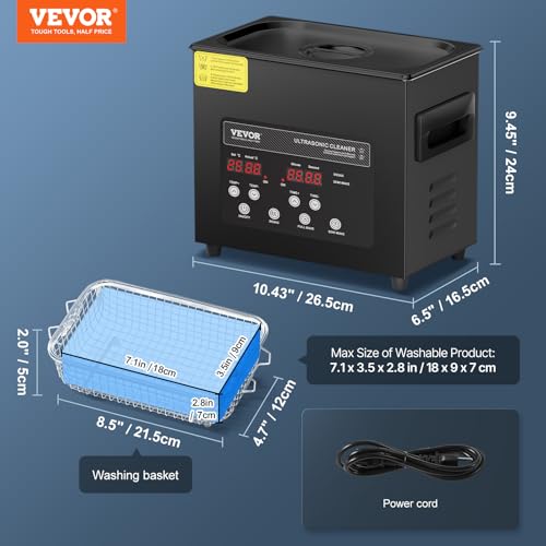 Image of VEVOR 3L Ultra Sonic Cleaner, 120W Digital Ultrasonic Cleaning Machine with Gentle Mode & Upgraded Degassing, 40kHz Ultrasound Cleaner Machine with Heater & Timer for Jewelry, Glasses, Tools Retainer