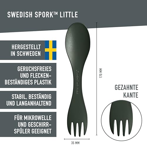 Light My Fire Spork Camping Besteckset - Outdoor Besteck To Go - BPA Frei BIO Plastik Besteck für Unterwegs (2er-Pack Little SageGreen-Cream)