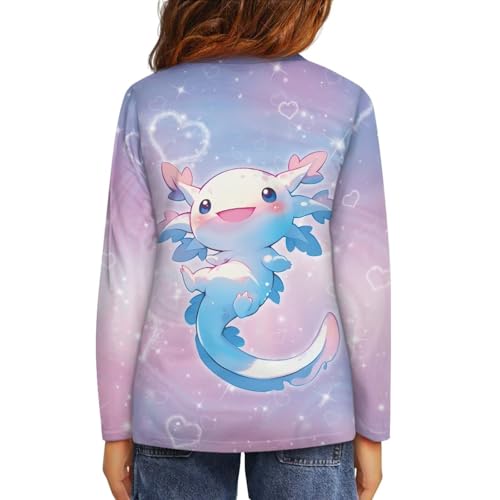 Image of Girls Long Sleeve Shirt with Cute Graphic Casual Pullover Tops 3-16Y